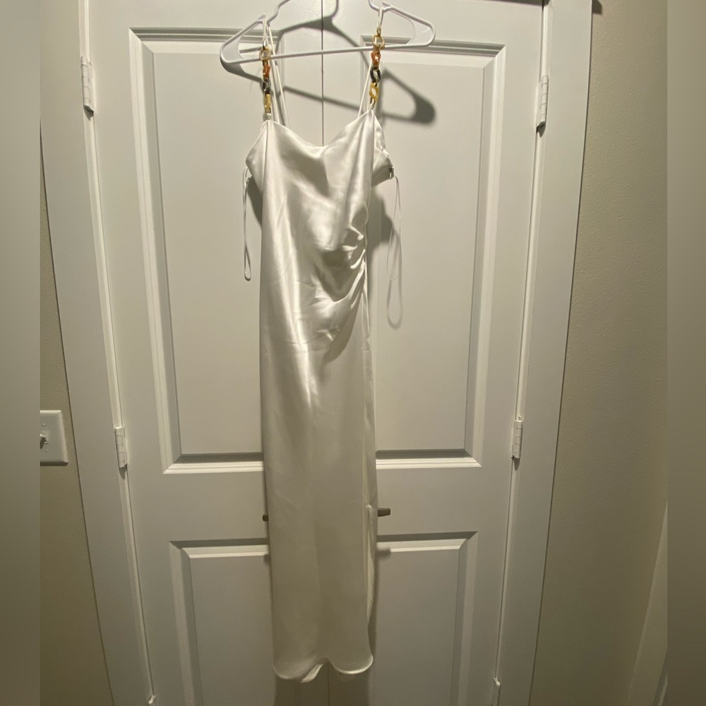 Zara Long White Maxi Satin Dress